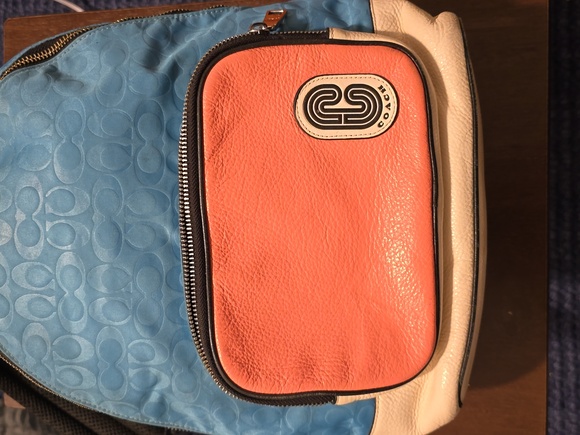 Coach. Signature Nylon Backpack in vibrant Blue and Pink. GUC. - Picture 2 of 14